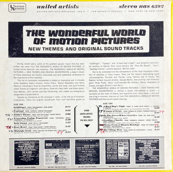 Various : The Wonderful World Of Motion Pictures - New Themes Original Sound Tracks (LP, Comp)