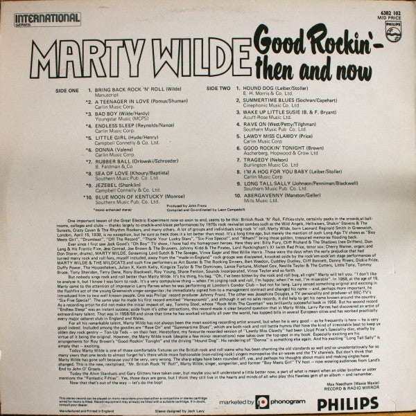Marty Wilde : Good Rockin' - Then And Now (LP, Comp)
