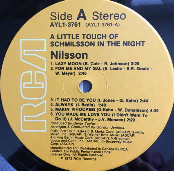 Nilsson* : A Little Touch Of Schmilsson In The Night (LP, Album, RE)