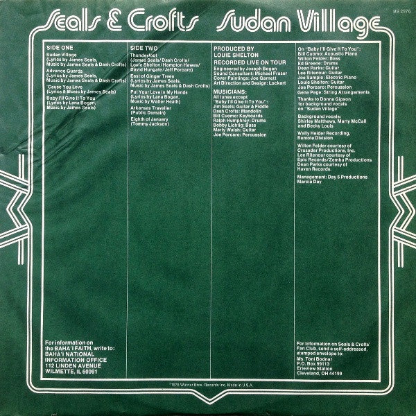 Seals & Crofts : Sudan Village (LP, Album, Club)