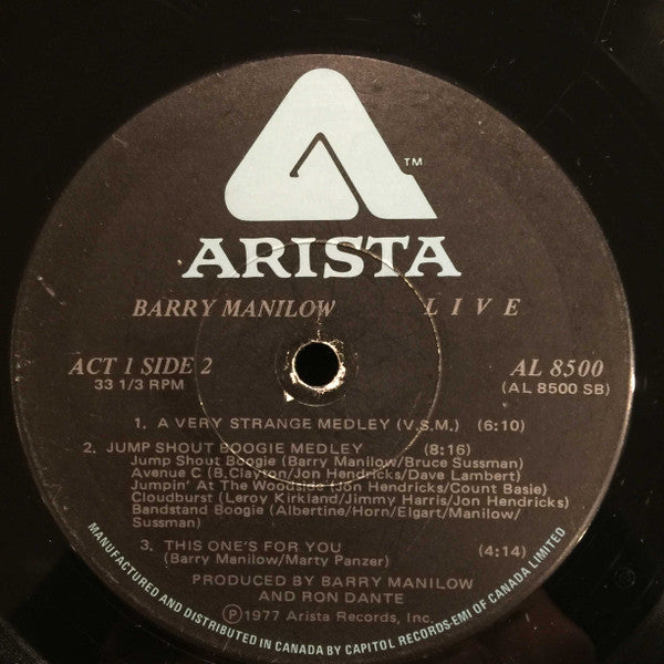 Barry Manilow : Live (2xLP, Album)