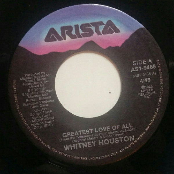 Whitney Houston : Greatest Love Of All (7", Single)