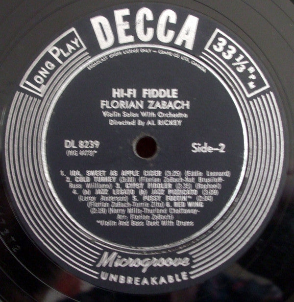 Florian Zabach : Hi Fi Fiddle, Violin Solo With Orchestra (LP, Album, Mono)