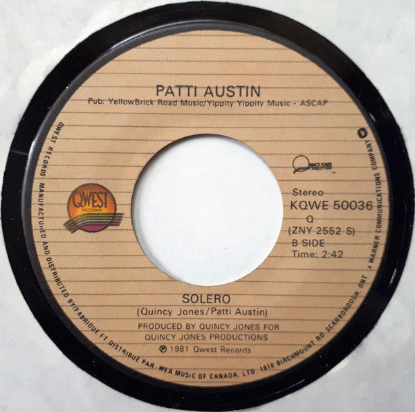 Patti Austin A Duet With James Ingram : Baby, Come To Me (7")
