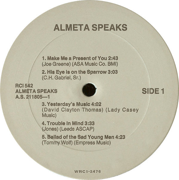 Almeta Speaks : Almeta Speaks (LP, Album)