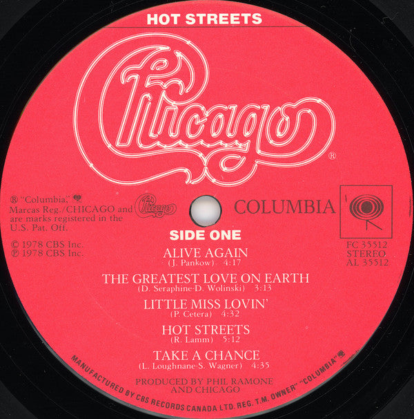 Chicago (2) : Hot Streets (LP, Album, Gat)