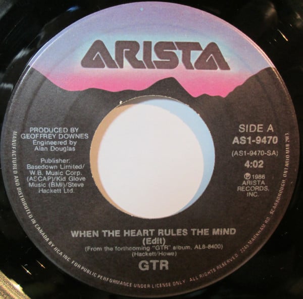 GTR (2) : When The Heart Rules The Mind (7")