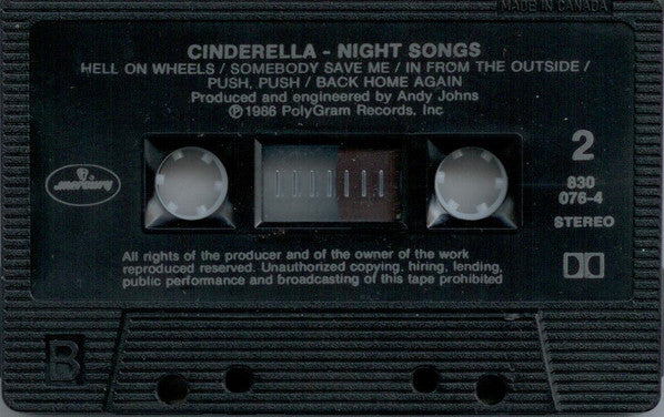Cinderella (3) : Night Songs (Cass, Album, RP, Bla)
