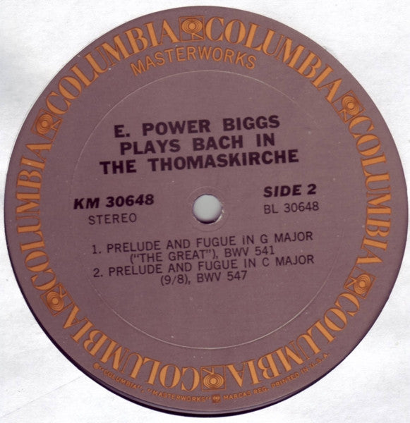E. Power Biggs : E. Power Biggs Plays Bach In The Thomaskirche (LP, Album)