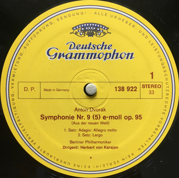 Antonín Dvořák - Berliner Philharmoniker · Herbert von Karajan : »Aus Der Neuen Welt« - »From The New World« - Symphonie Nr.9 (5) Op. 95 (LP, Album, RE)