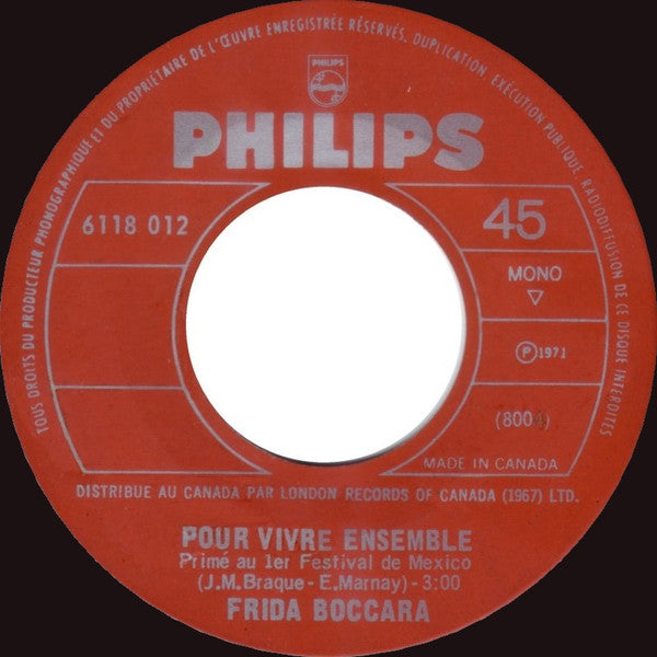 Frida Boccara : Pour Vivre Ensemble (7", Single, Mono)