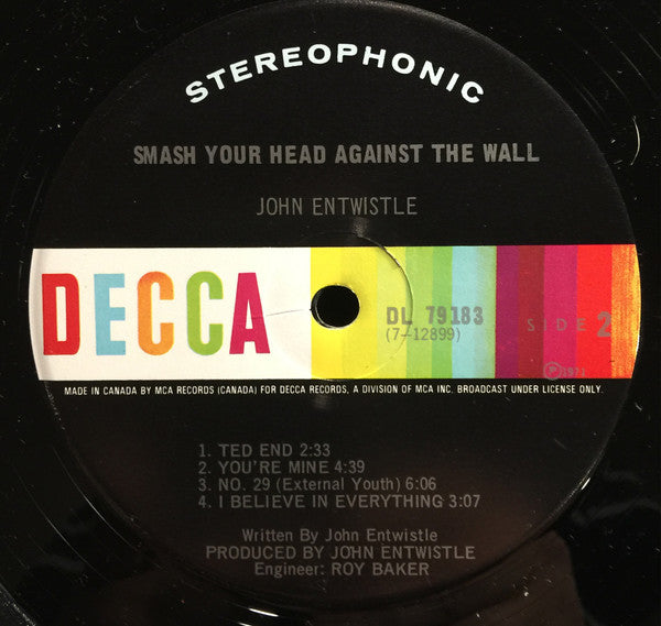John Entwistle : Smash Your Head Against The Wall (LP, Album, Gat)