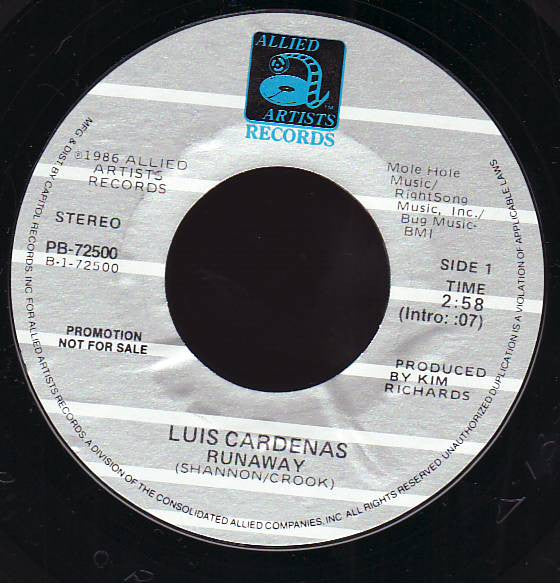 Luis Cardenas : Runaway (7", Single, Promo)