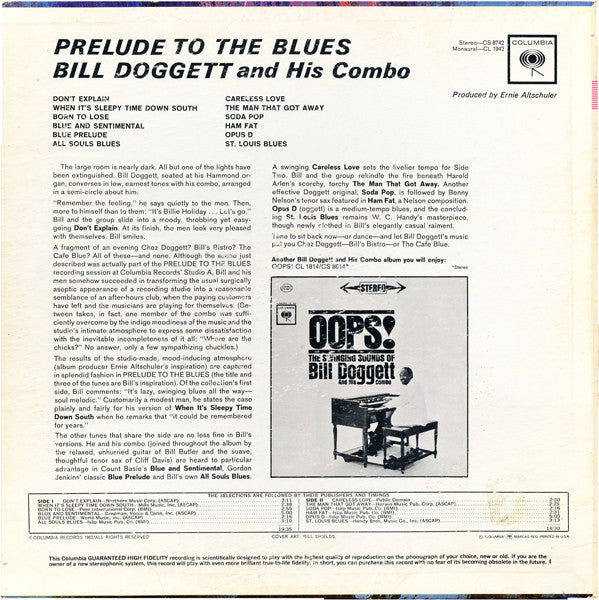 Bill Doggett And His Combo* : Prelude To The Blues (LP, Album, Mono)