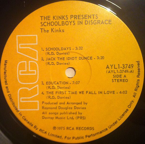 The Kinks : Schoolboys In Disgrace (LP, Album, RE)
