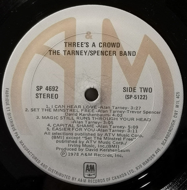 The Tarney/Spencer Band : Three's A Crowd (LP, Album, sle)
