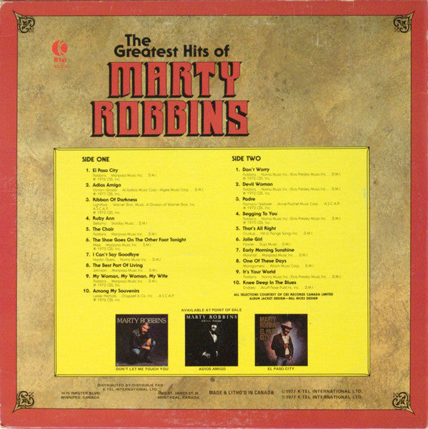 Marty Robbins : The Greatest Hits Of Marty Robbins (LP, Comp)