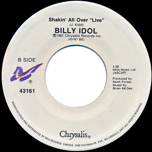 Billy Idol : Mony Mony (Live) / Shakin' All Over (Live) (7", Single)