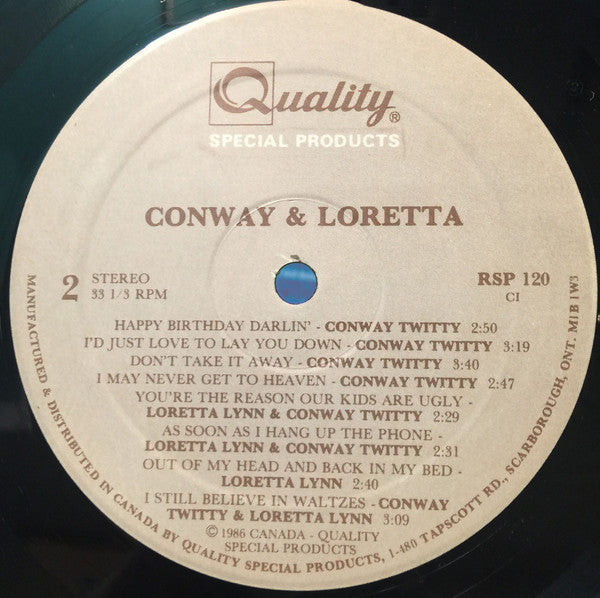Conway Twitty & Loretta Lynn : Conway & Loretta (LP, Comp)