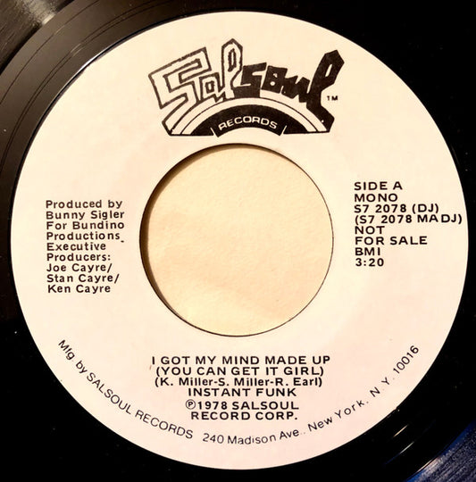 Instant Funk : I Got My Mind Made Up (You Can Get It Girl) (7", Mono, Promo)