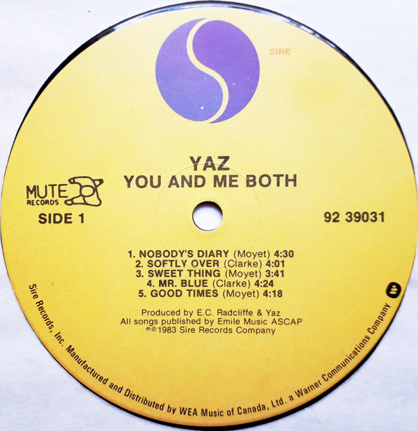 Yaz* : You And Me Both (LP, Album)