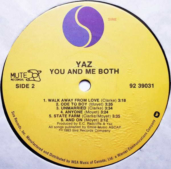 Yaz* : You And Me Both (LP, Album)