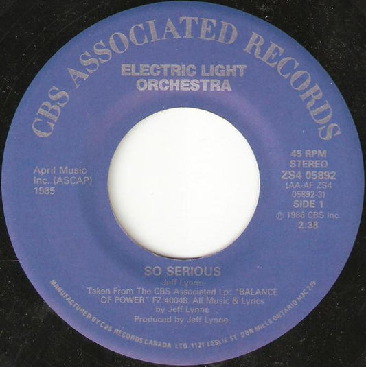 Electric Light Orchestra : So Serious (7")