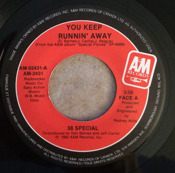 38 Special (2) : You Keep Runnin' Away (7", Single)