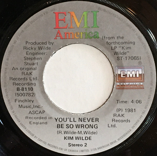 Kim Wilde : Kids In America / You'll Never Be So Wrong (7", Single)