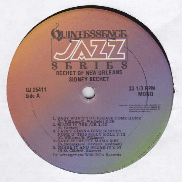 Sidney Bechet : Bechet Of New Orleans (LP, Album, Comp, Mon)