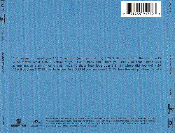 Boyzone : Where We Belong (CD, Album)