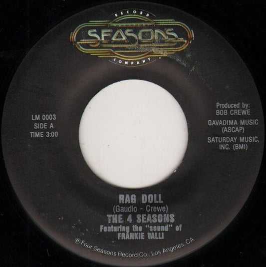 The Four Seasons Featuring The "Sound" Of Frankie Valli : Rag Doll / Opus 17 (Don't You Worry 'Bout Me) (7", Single, RE)