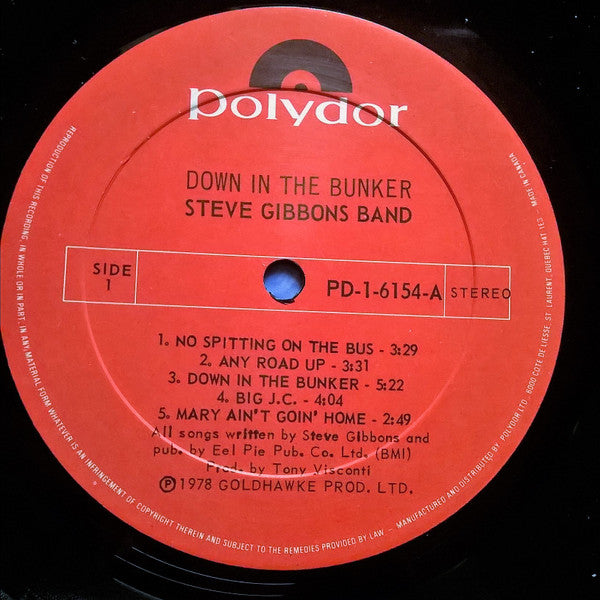 Steve Gibbons Band : Down In The Bunker (LP)