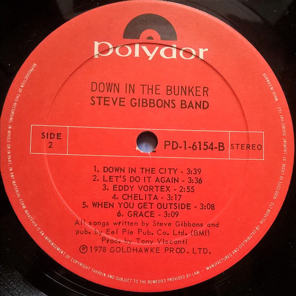 Steve Gibbons Band : Down In The Bunker (LP)