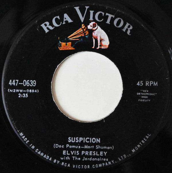 Elvis Presley With The Jordanaires : Suspicion / Kiss Me Quick (7", Single)