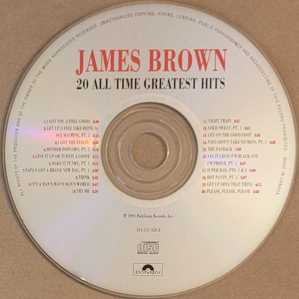 James Brown : 20 All-Time Greatest Hits! (CD, Comp, RE)