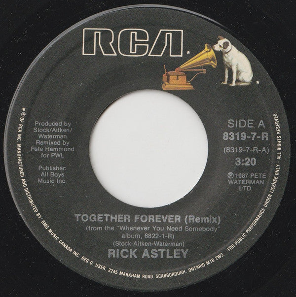 Rick Astley : Together Forever (7", Single)