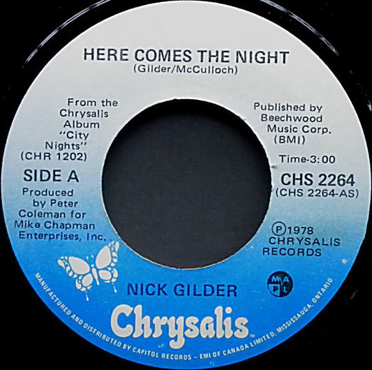 Nick Gilder : Here Comes The Night (7")