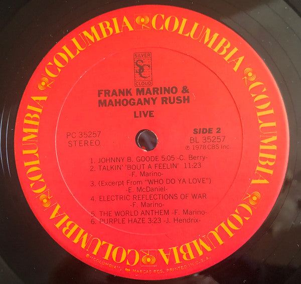 Frank Marino & Mahogany Rush : Live (LP, Album)