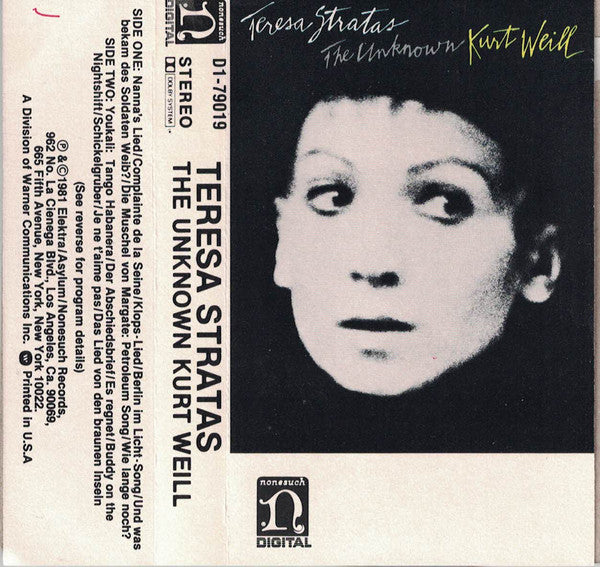 Teresa Stratas / Kurt Weill : The Unknown Kurt Weill (Cass, Dol)