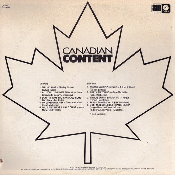 Various : Canadian Content (LP)