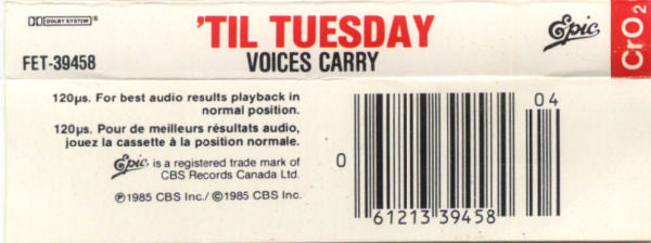 'Til Tuesday : Voices Carry (Cass, Album, Chr)