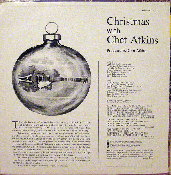 Chet Atkins : Christmas With Chet Atkins (LP, Album, Mono)