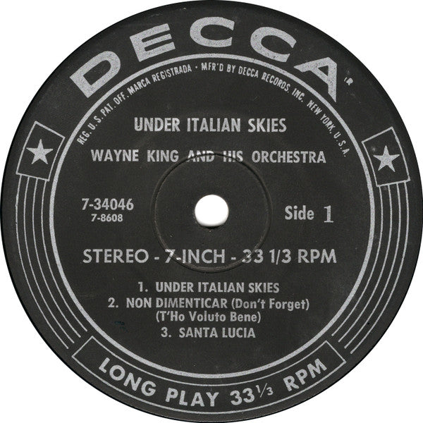 Wayne King And His Orchestra : Under Italian Skies (7", EP, Jukebox)