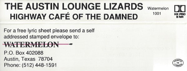 Austin Lounge Lizards : Highway Café Of The Damned (Cass, Album)