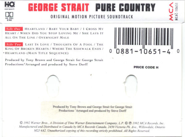 George Strait : Pure Country (Original Motion Picture Soundtrack) (Cass, Album, Dol)