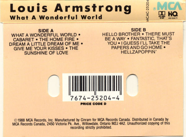 Louis Armstrong : What A Wonderful World (Cass, Album, RE, Dol)