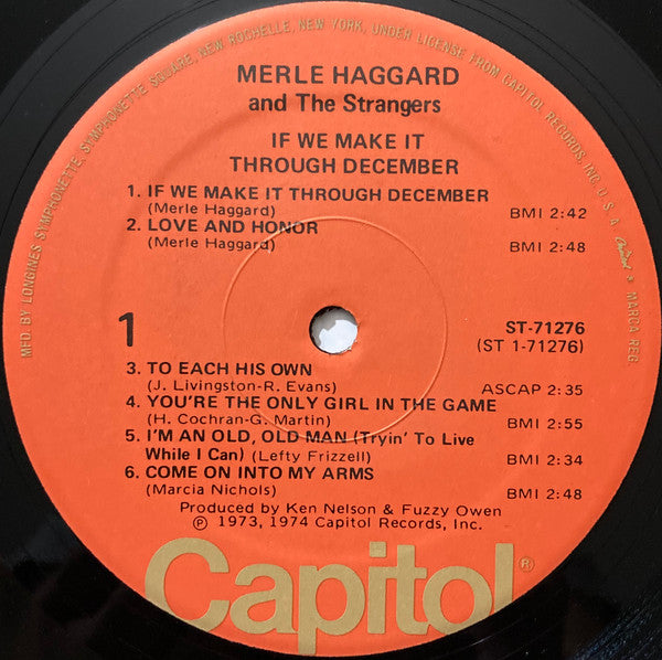 Merle Haggard And The Strangers (5) : If We Make It Through December (LP, Album, Club)