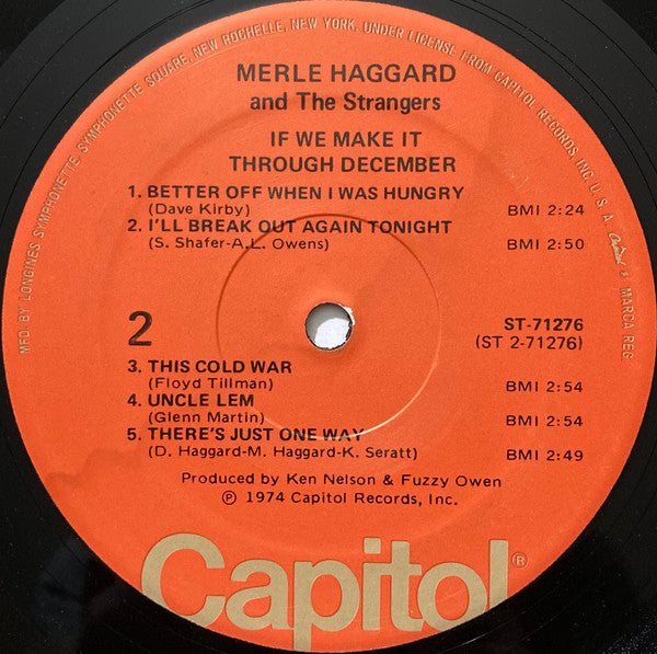 Merle Haggard And The Strangers (5) : If We Make It Through December (LP, Album, Club)