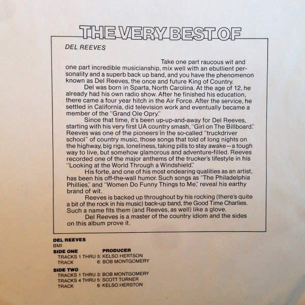 Del Reeves : The Very Best Of Del Reeves (LP, Comp)